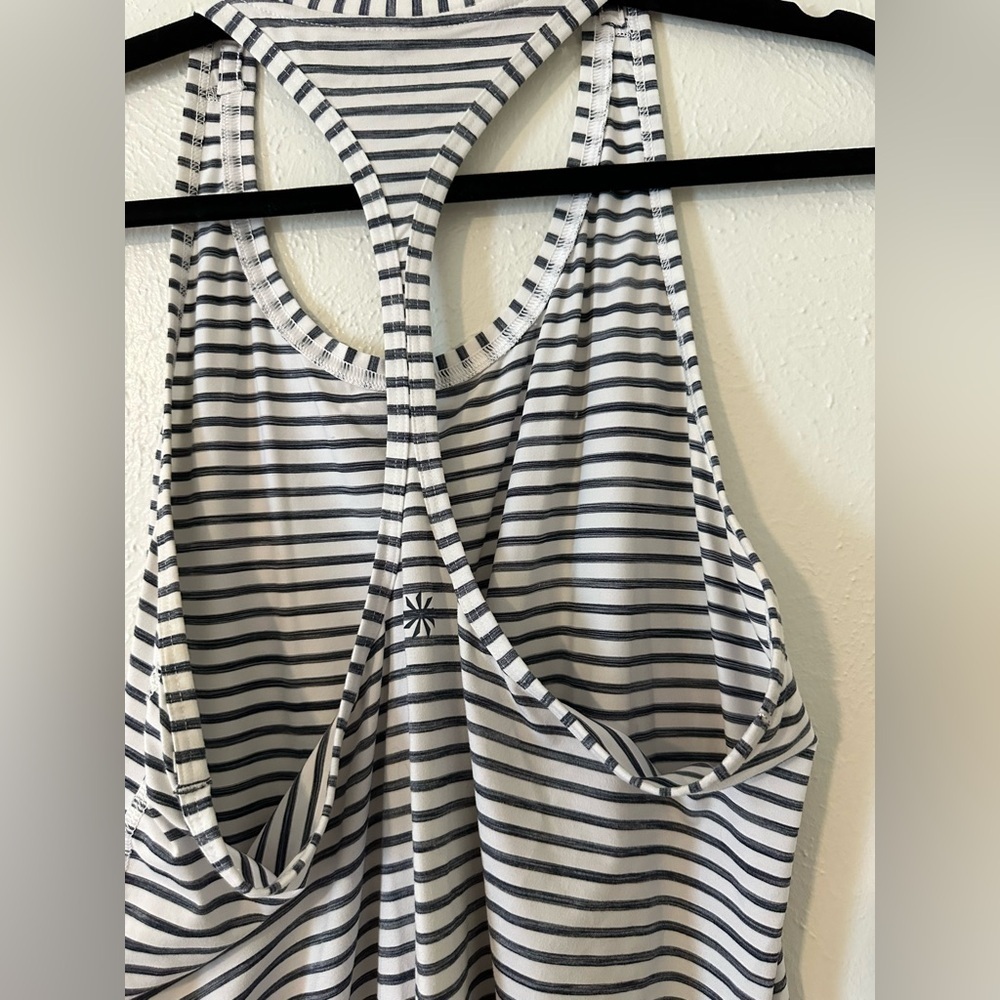 Athleta grey and white striped High Neck Heather Stripe Chi Tank - Picture 5 of 8